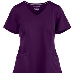 HH Works by Healing Hands Madison Women's 4-Pocket Mock Wrap STRETCH Scrub Top